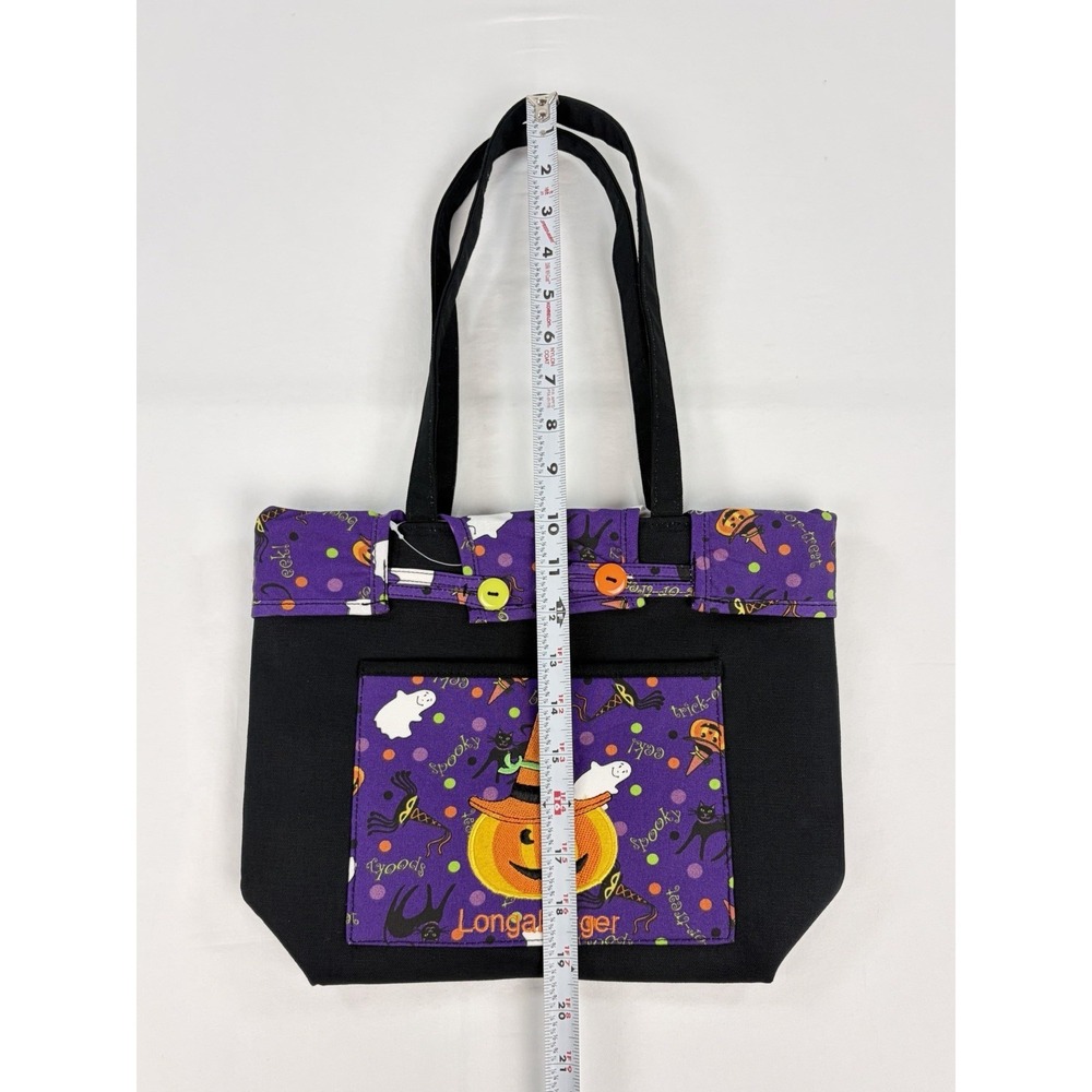 Vintage Longaberger Happy Halloween Small Shopper Tote Bag New Purple Pumpkin - Picture 9 of 9